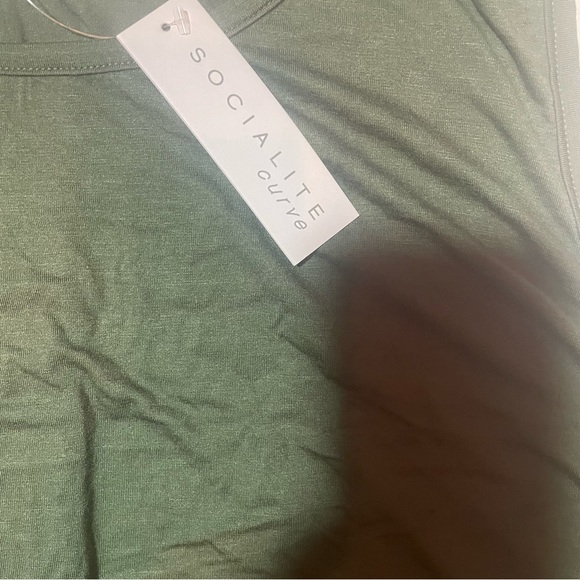 Socialite Wmns plus size sleeveless shirt ruched sides long torso green size 4xl - Picture 6 of 8